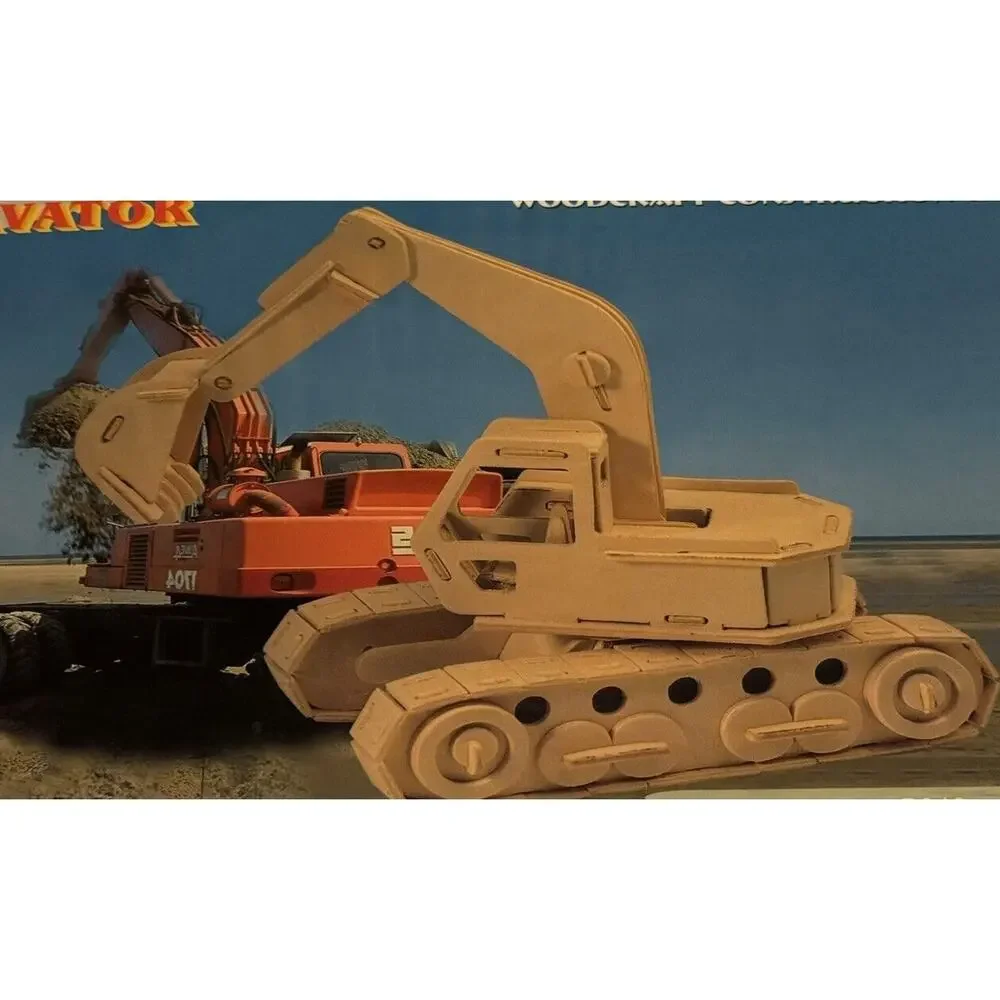Excavator‎ Woodcraft Construction Puzzle Kit P043 Puzzled Crafts at Home NEW